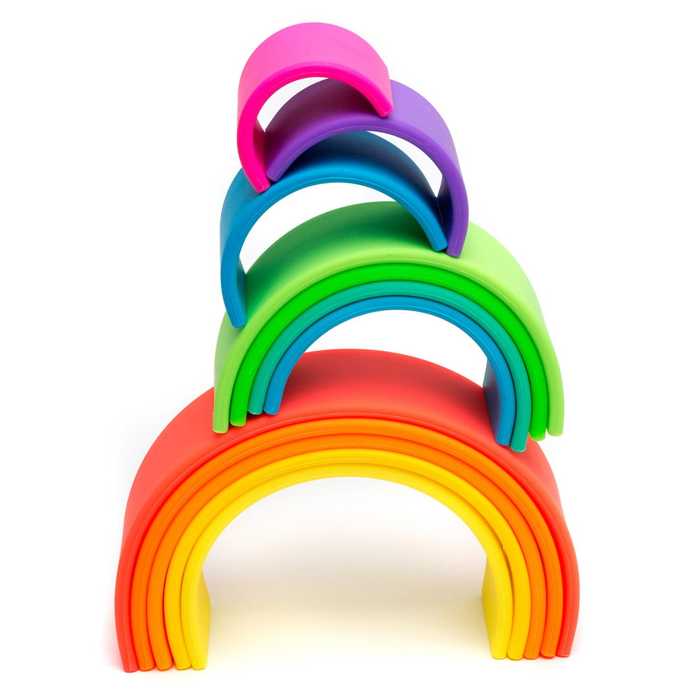 Rainbow, joc montessori de stivuire, 12 buc, neon