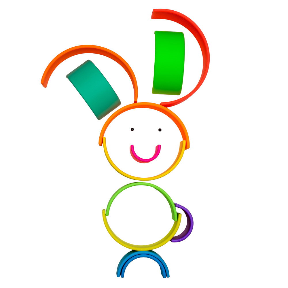 Rainbow, joc montessori de stivuire, 12 buc, neon