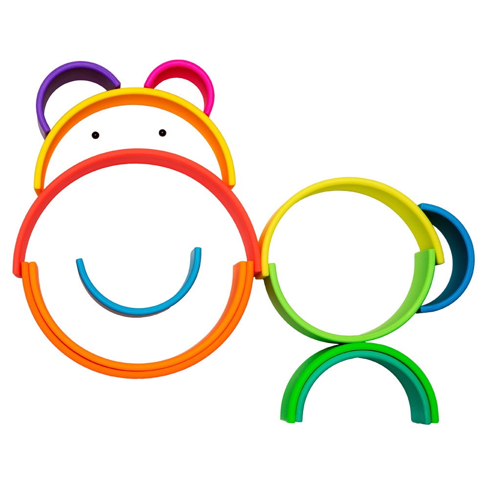 Rainbow, joc montessori de stivuire, 12 buc, neon