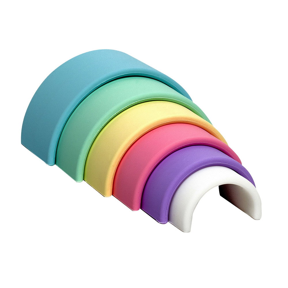 Rainbow, joc montessori de stivuire, 6 piese, nordic