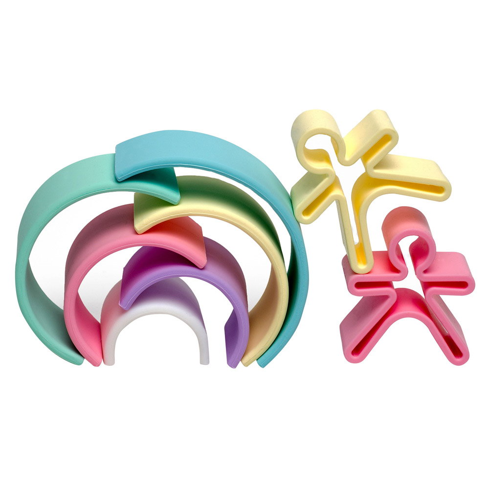 Rainbow, joc montessori de stivuire, 6 piese, nordic