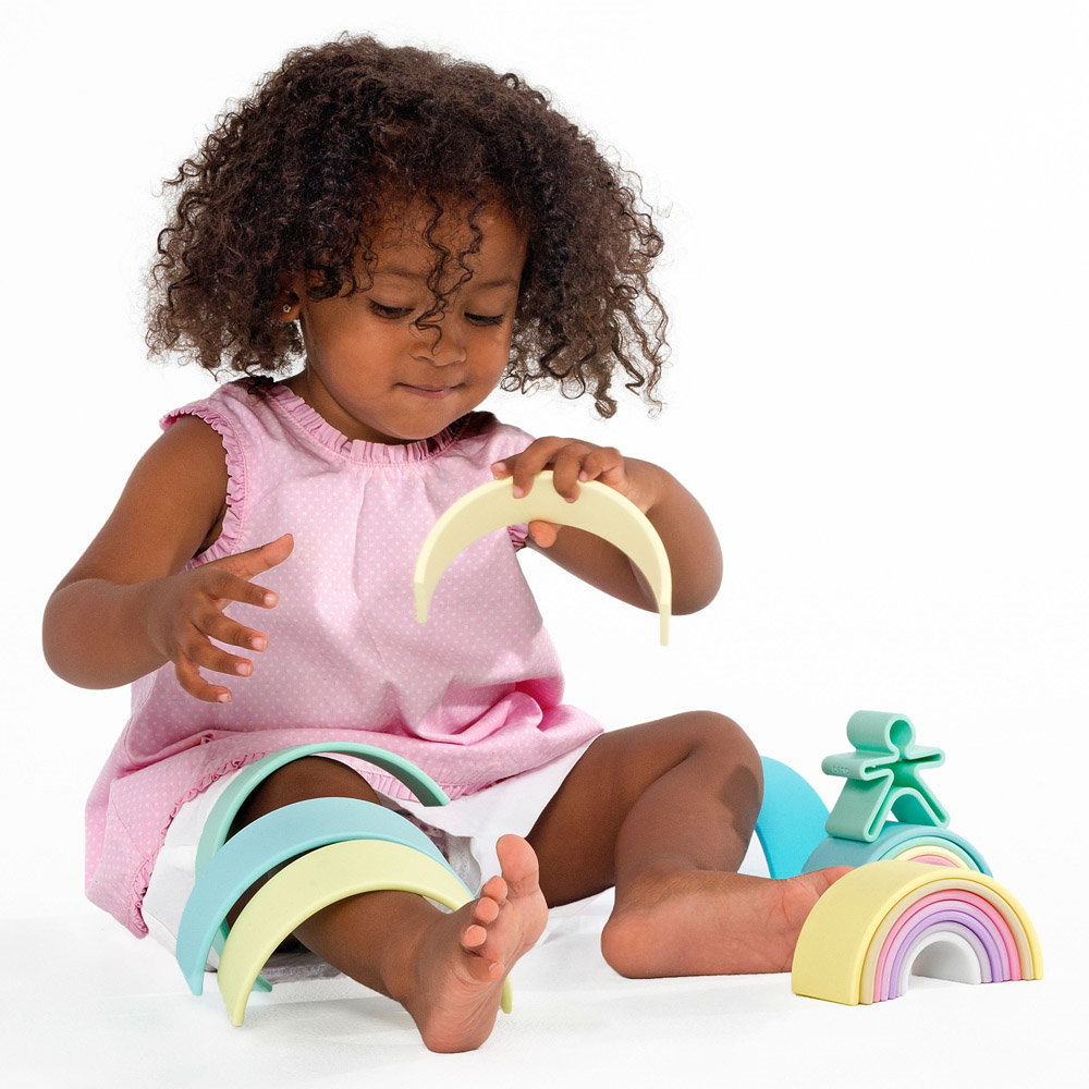 Rainbow, joc montessori de stivuire, 12 buc, nordic