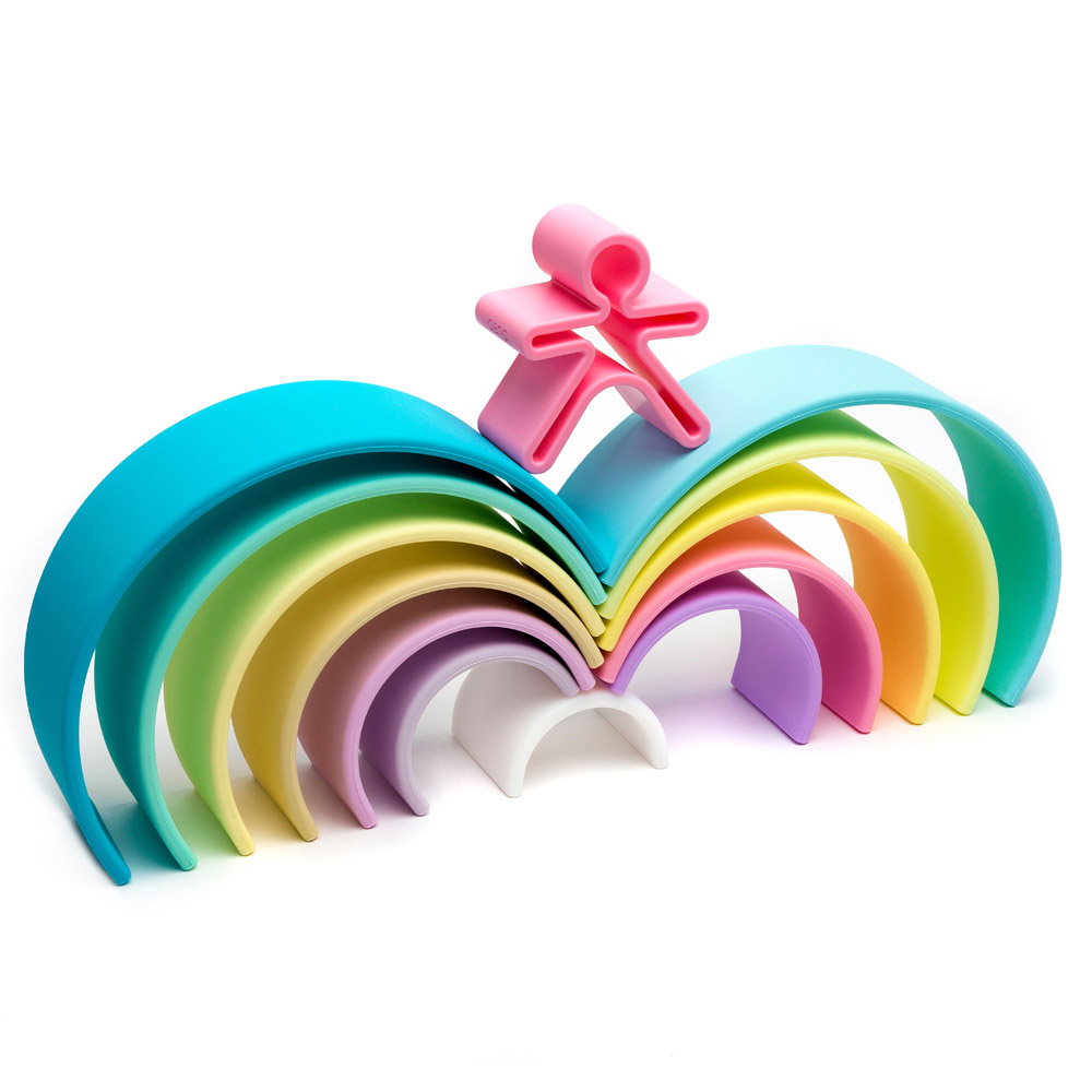 Rainbow, joc montessori de stivuire, 12 buc, nordic