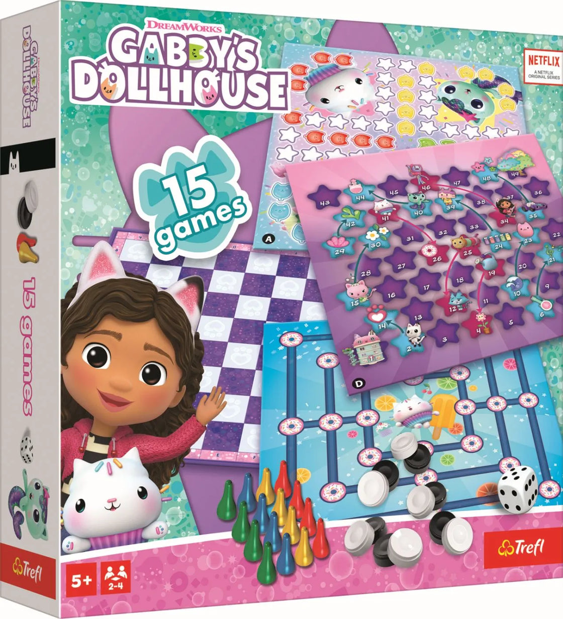 Trefl gabbys dollhouse set 15 jocuri clasice
