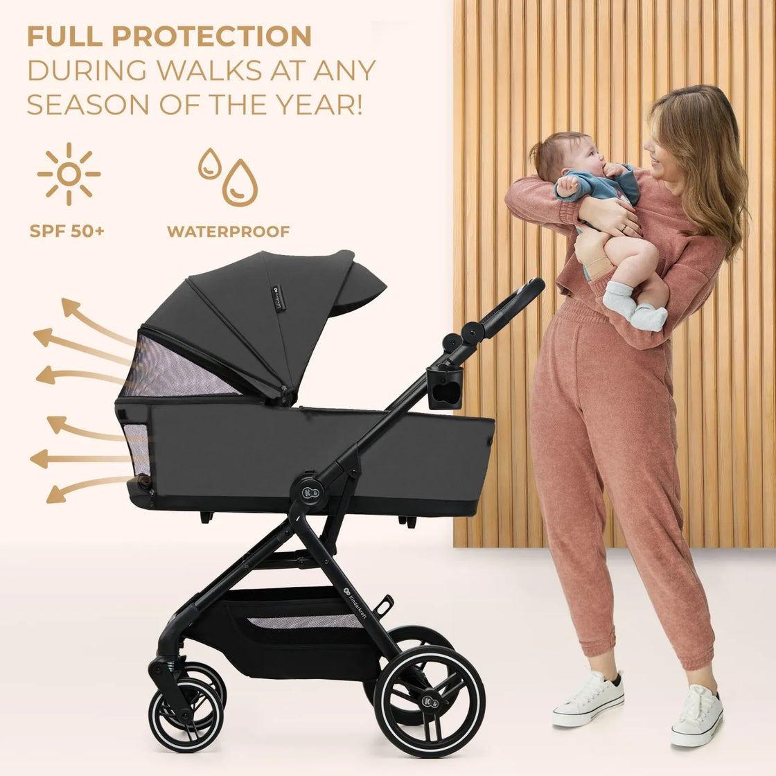 Carucior kinderkraft yoxi 3in1 (mink pro) moon grey