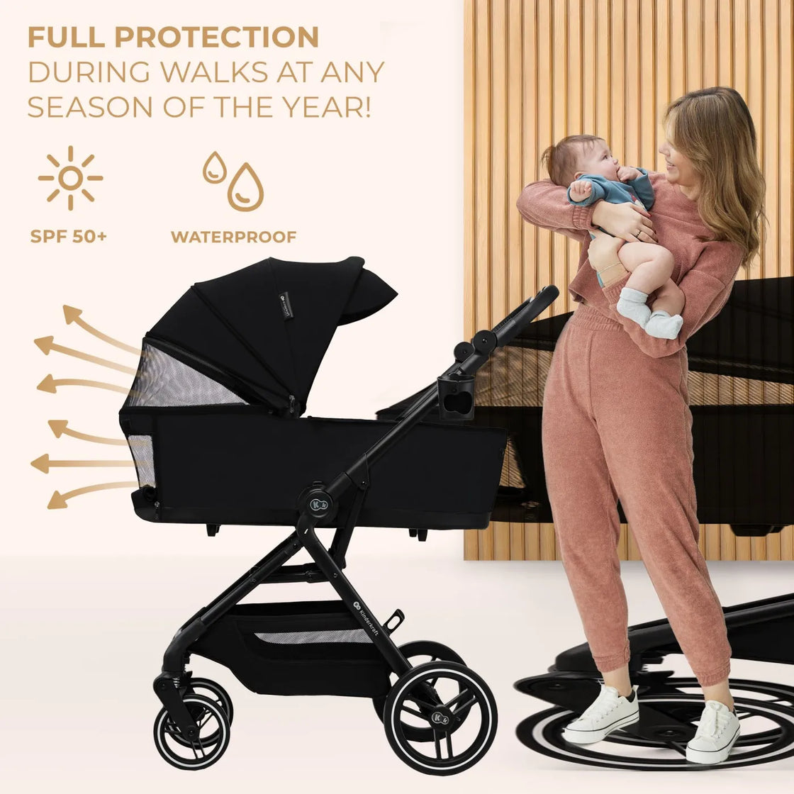 Carucior kinderkraft yoxi 3in1 (mink pro) pure black