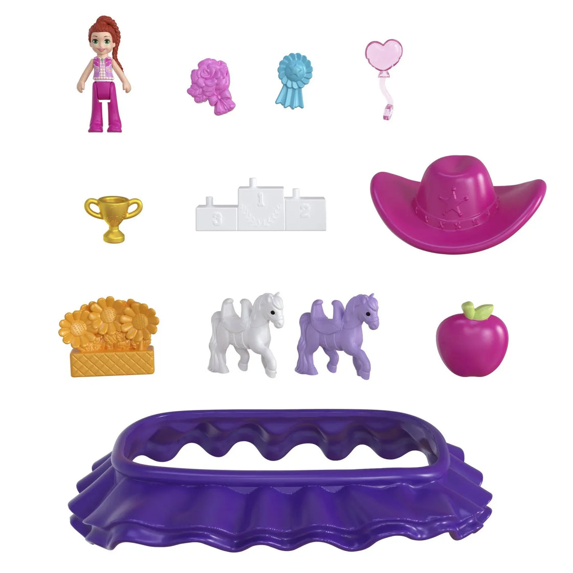 Polly pocket set gentuta animalut ponei la rodeo cu accesorii