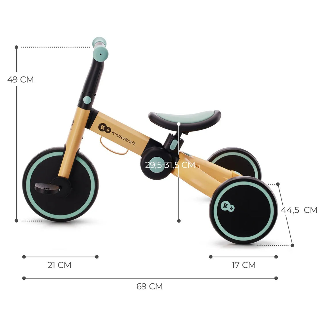 Bicicleta de echilibru / tricicleta kinderkraft 4trike, sunflower blue