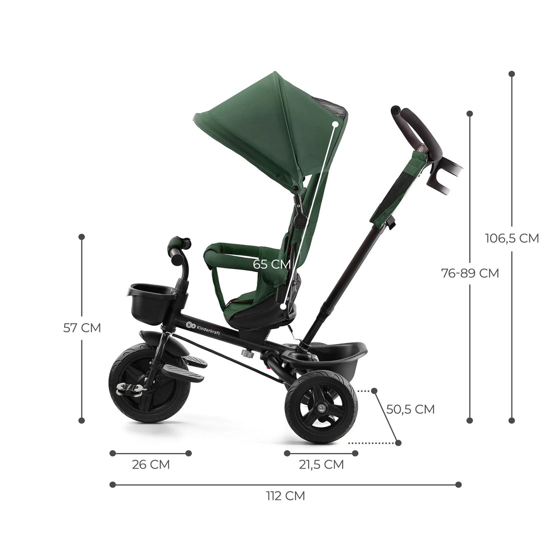 Tricicleta copii kinderkraft aveo, mystic green