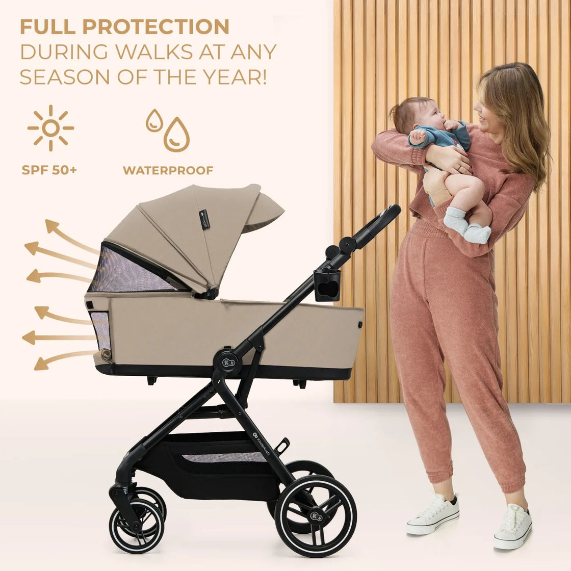 Carucior kinderkraft yoxi 3in1 (mink pro) bej nisip