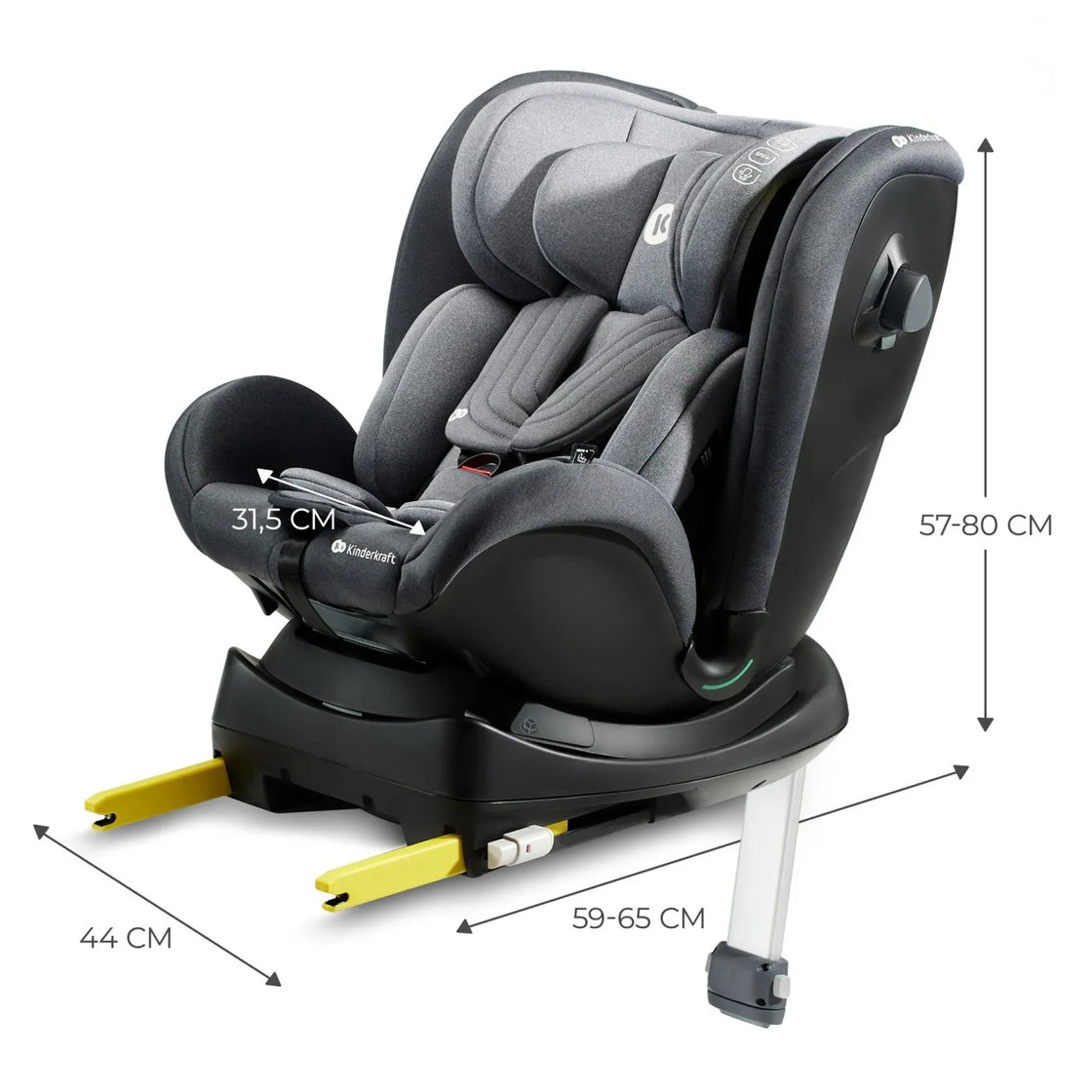 Scaun auto i-size, 40-125 cm, kinderkraft xrider, grey
