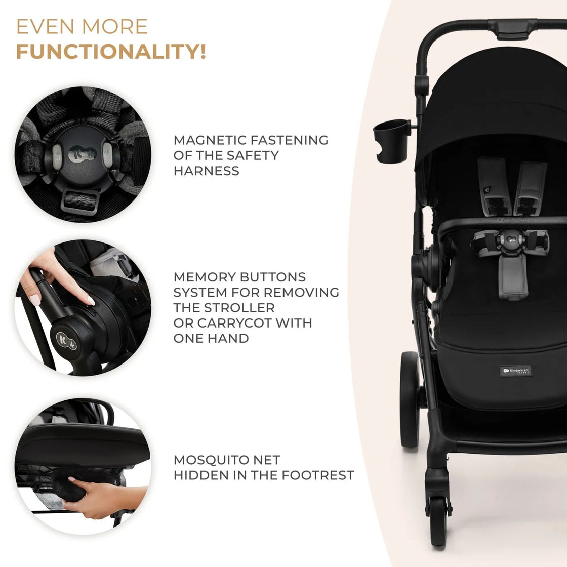 Carucior kinderkraft yoxi 3in1 (mink pro) pure black