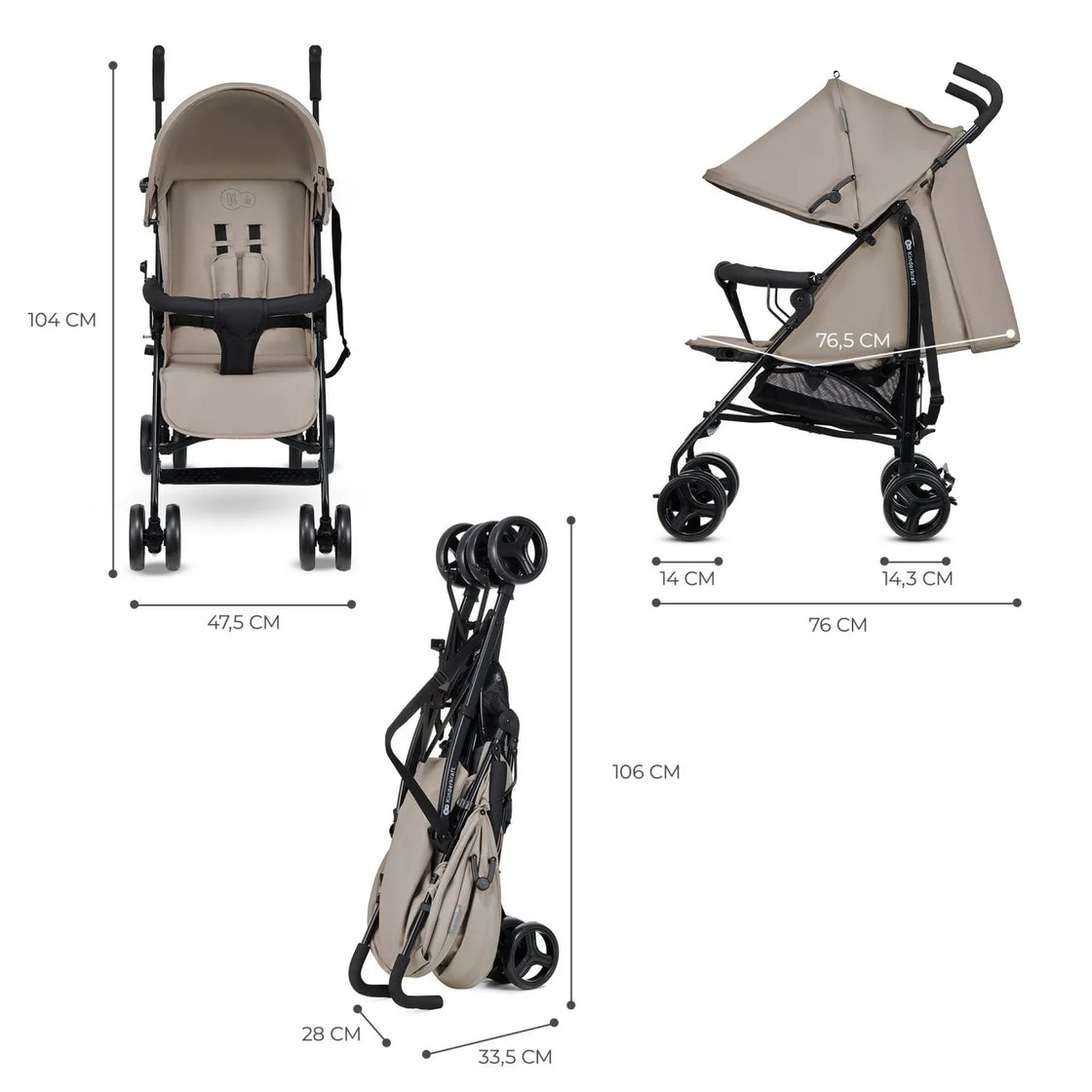 Carucior sport kinderkraft tik, tip umbrela,  stone beige