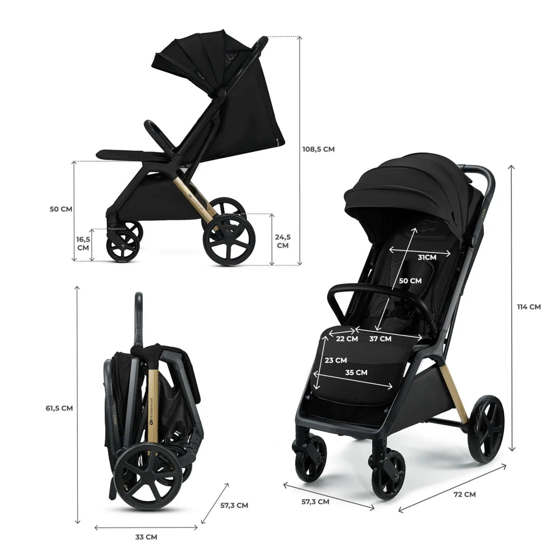 Carucior sport kinderkraft loom, 0-22 kg, ink black