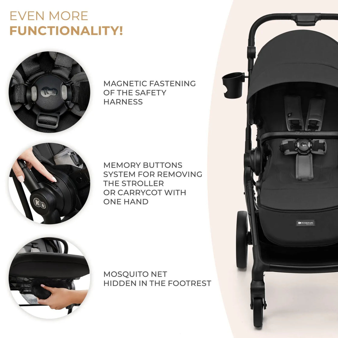 Carucior kinderkraft yoxi 3in1 (mink pro) moon grey