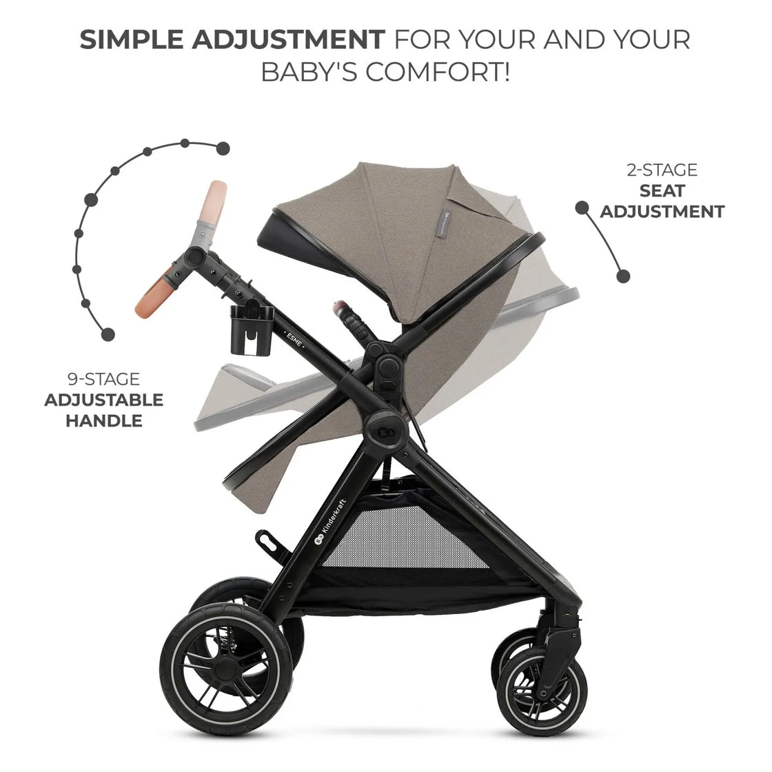 Carucior kinderkraft esme, 3 in 1, sand beige