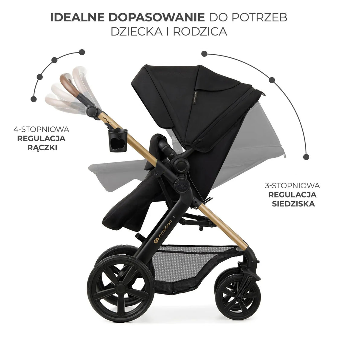 Carucior 3 in 1 kinderkraft moov 2, negru pur