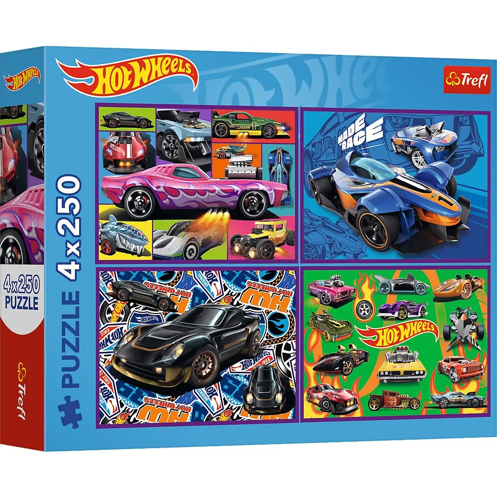 Puzzle trefl 4x250 hot wheels masini de curse