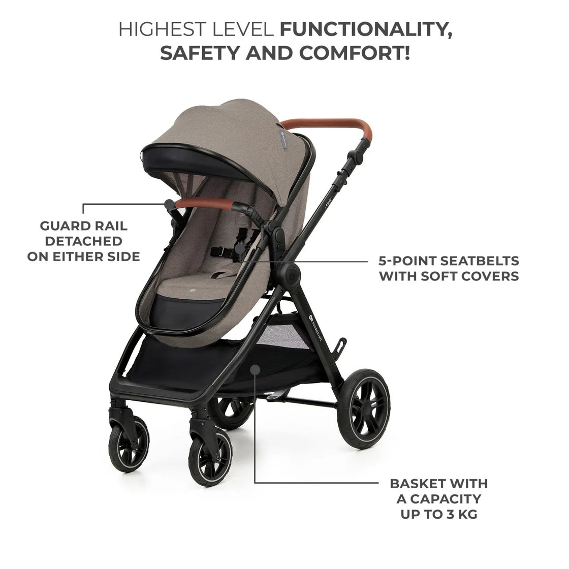 Carucior kinderkraft esme, 3 in 1, sand beige