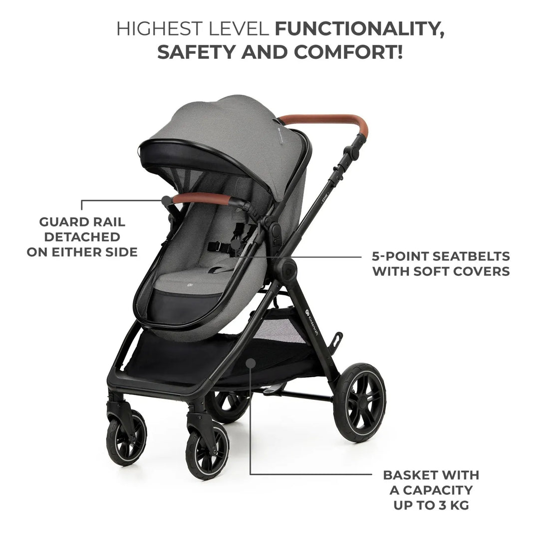 Carucior kinderkraft esme, 3 in 1, moonlight grey