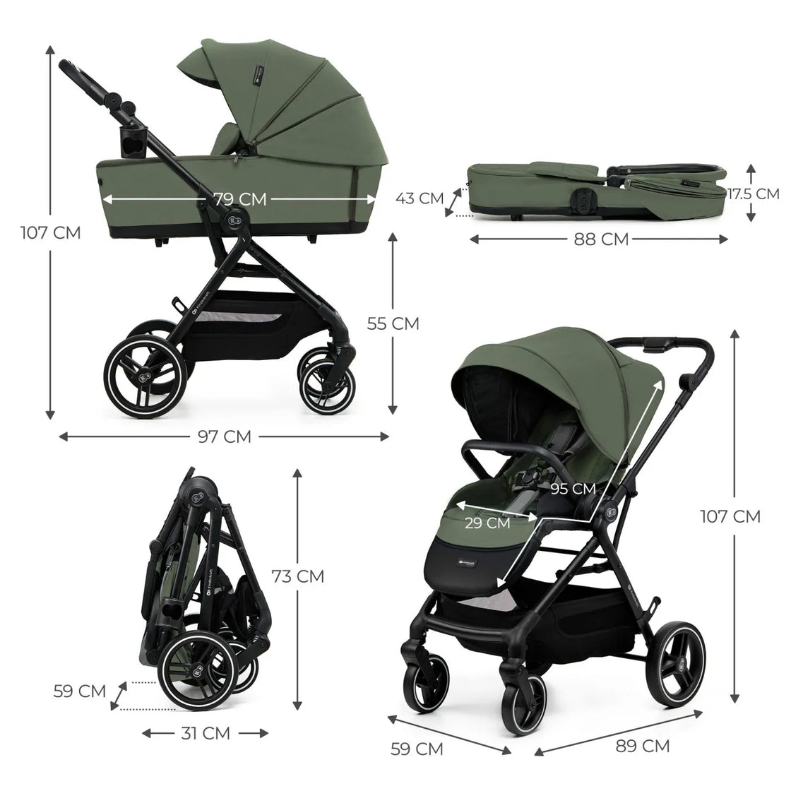 Carucior kinderkraft yoxi 3in1 (mink pro) mistic green