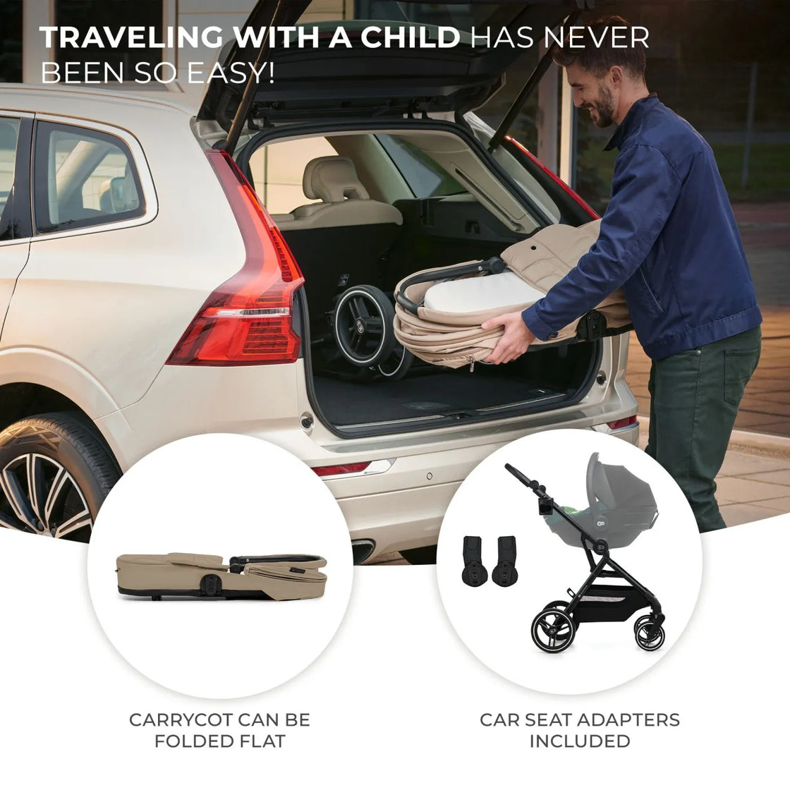 Carucior kinderkraft yoxi 3in1 (mink pro) bej nisip