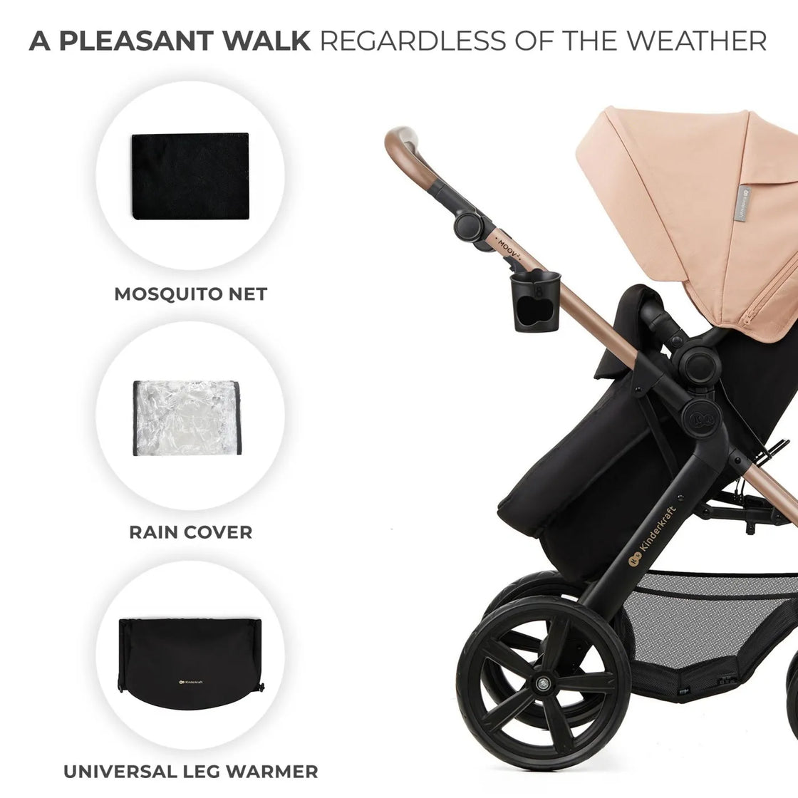 Carucior multifunctional kinderkraft moov 2 eva 4in1 sand beige