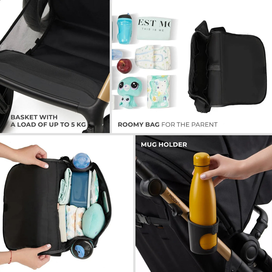 Carucior multifunctional kinderkraft moov 2 air 4in1 pure black