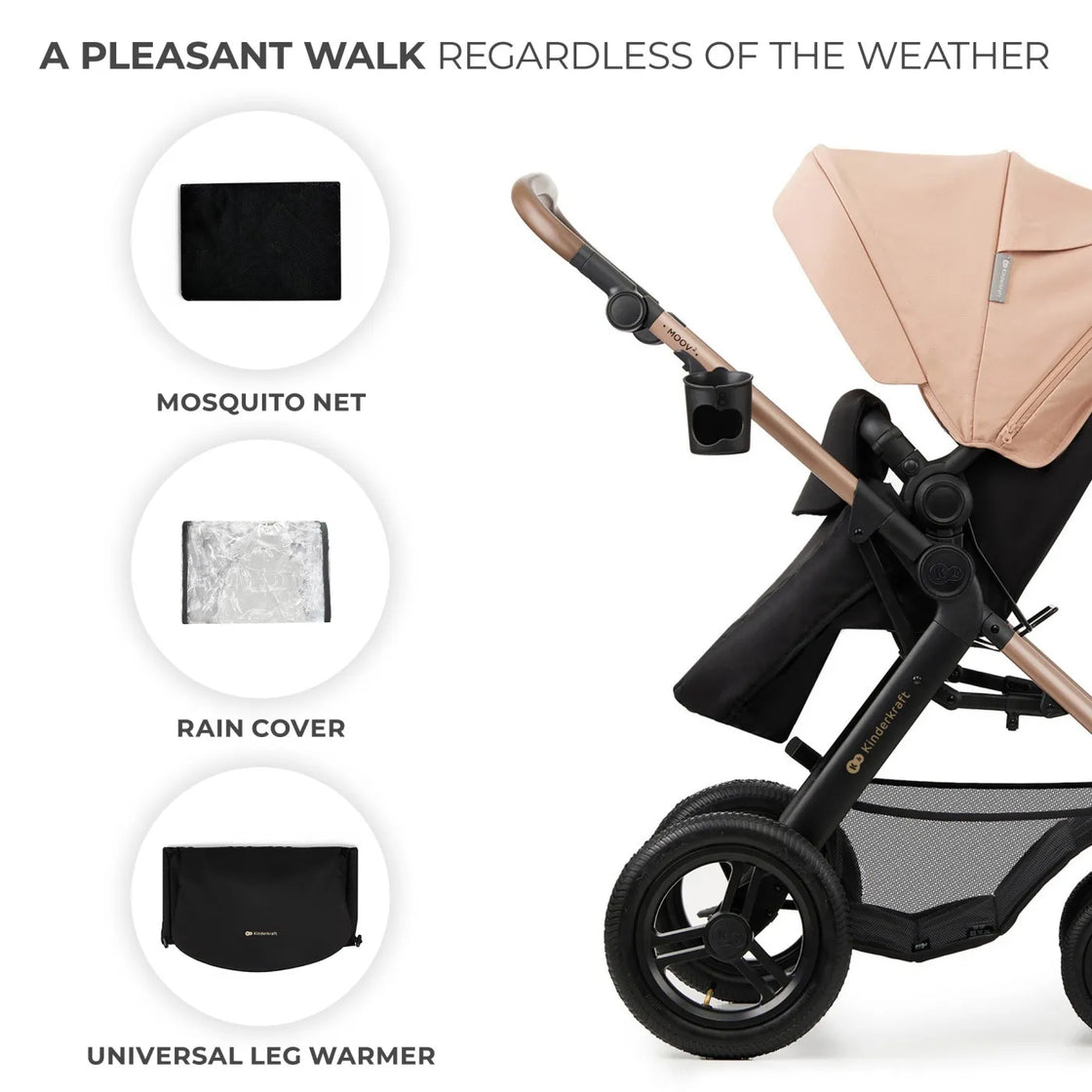 Carucior multifunctional kinderkraft moov 2 air 4in1 sand beige