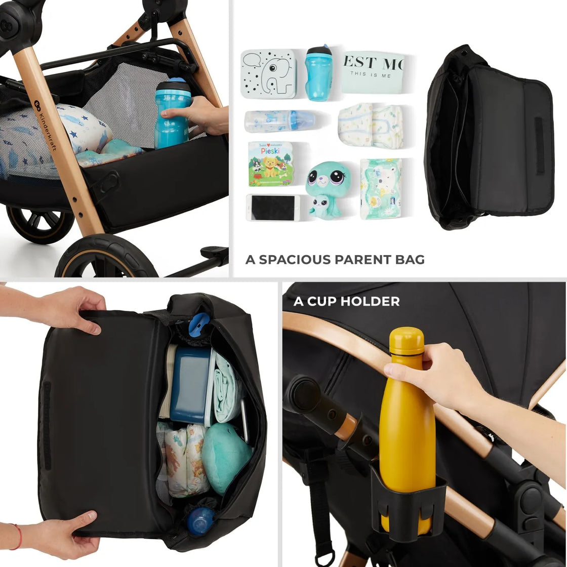 Carucior kinderkraft esme, 3 in 1, pure black