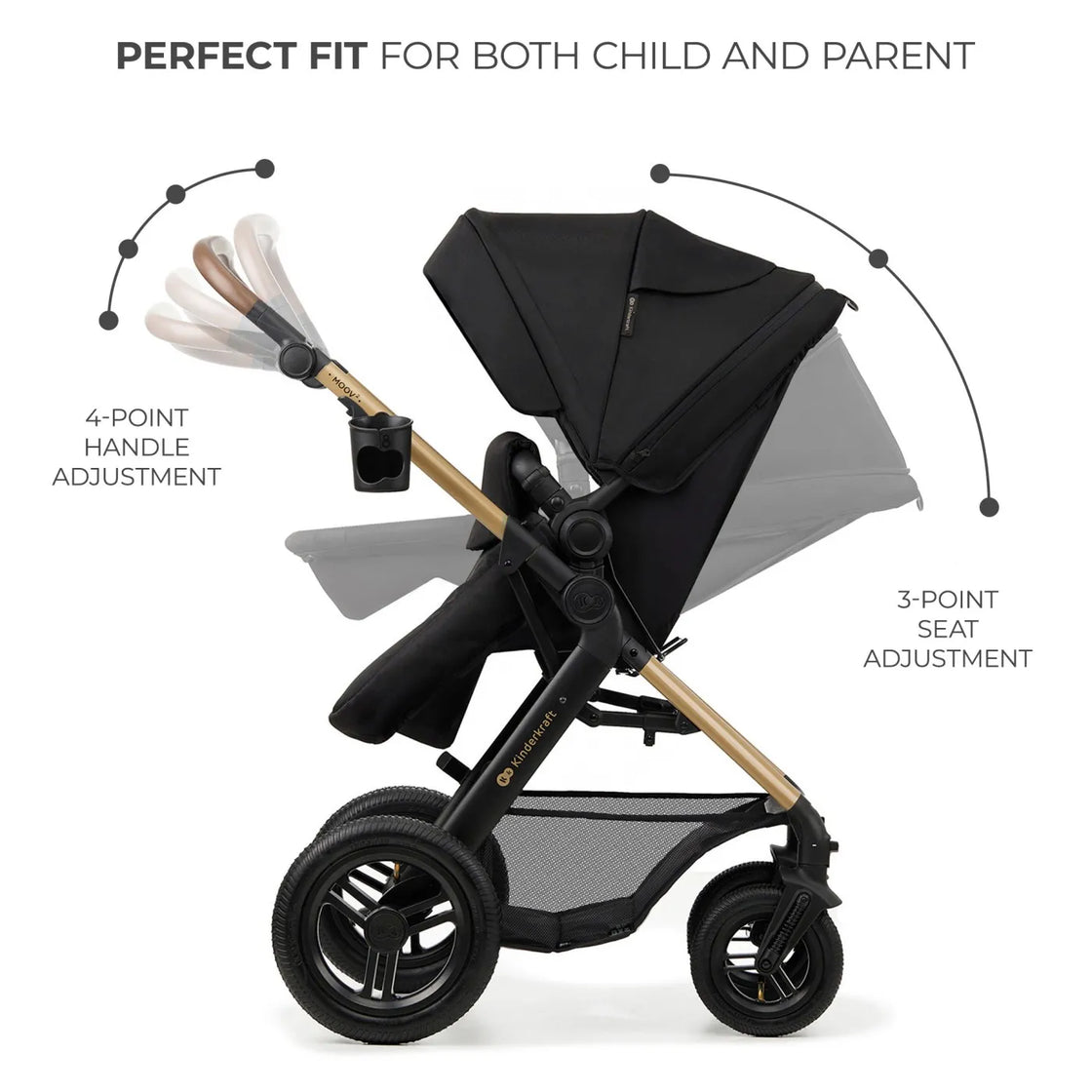 Carucior multifunctional kinderkraft moov 2 air 4in1 pure black