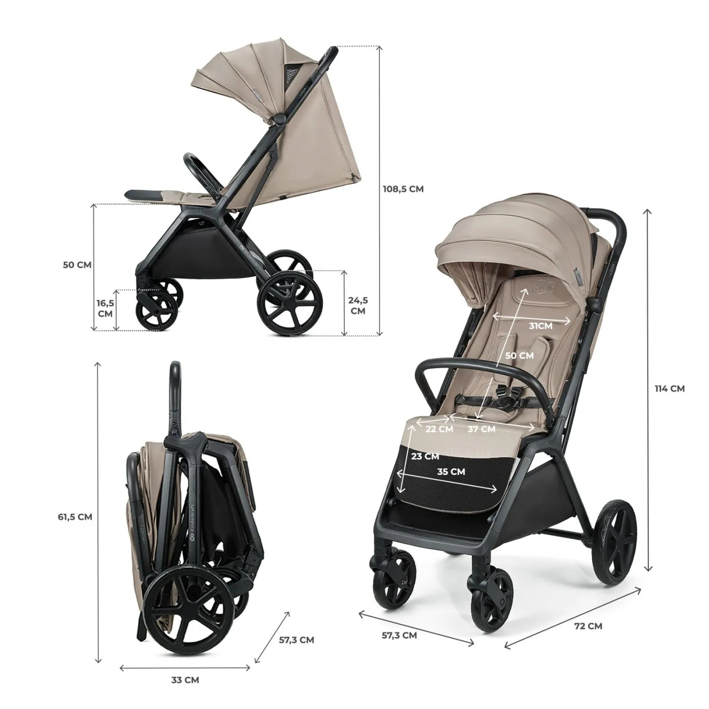 Carucior sport kinderkraft loom, 0-22 kg, linen beige