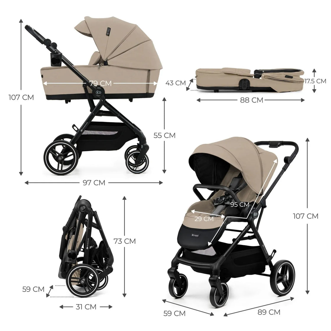 Carucior kinderkraft yoxi 3in1 (mink pro) bej nisip