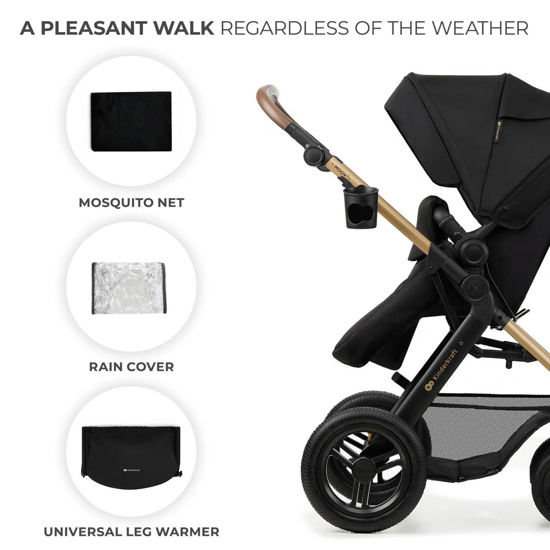 Carucior multifunctional kinderkraft moov 2 air 4in1 pure black