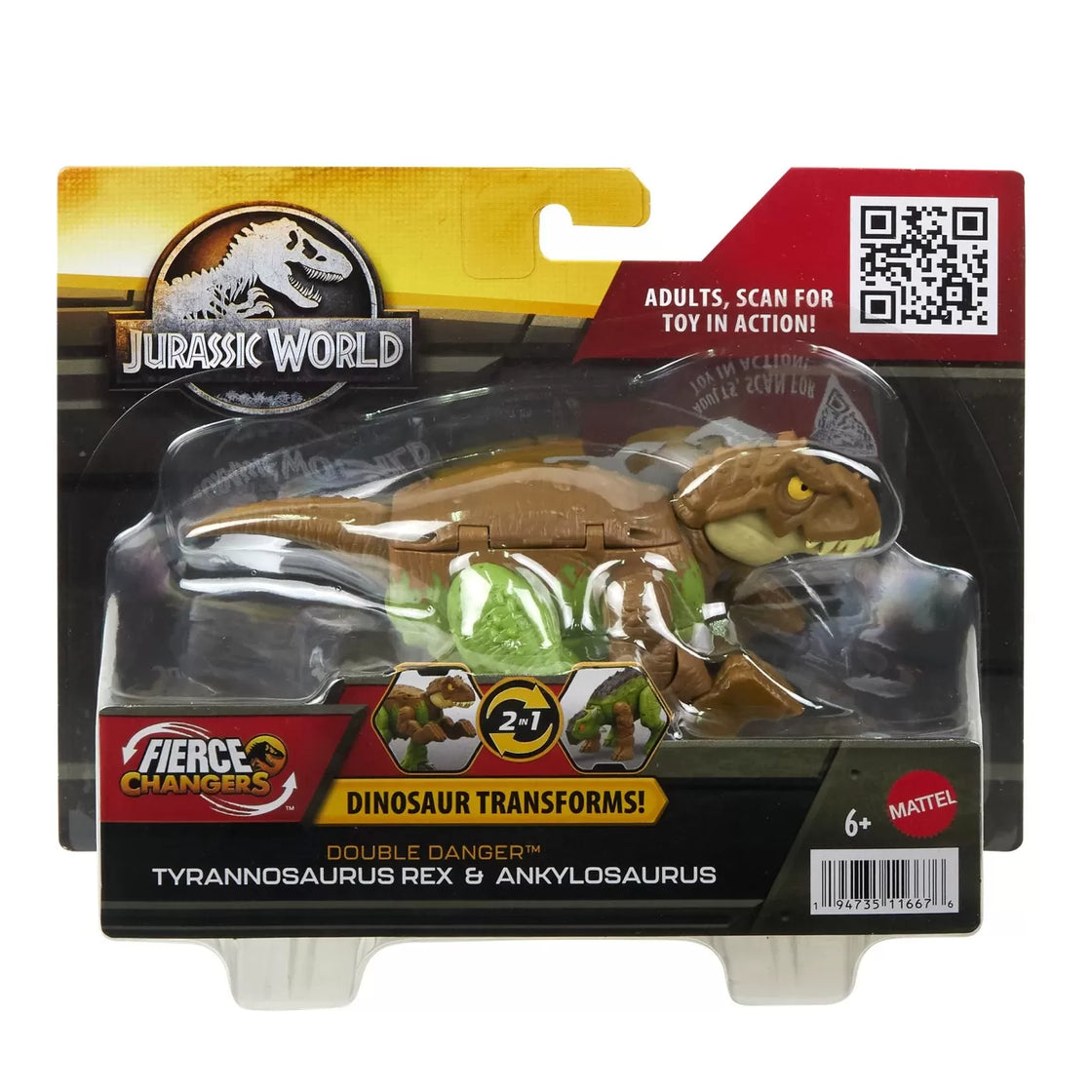 Jurassic world fierce changers double danger dinozaur transformabil tyrannosaurus rex si ankylosaurus maro