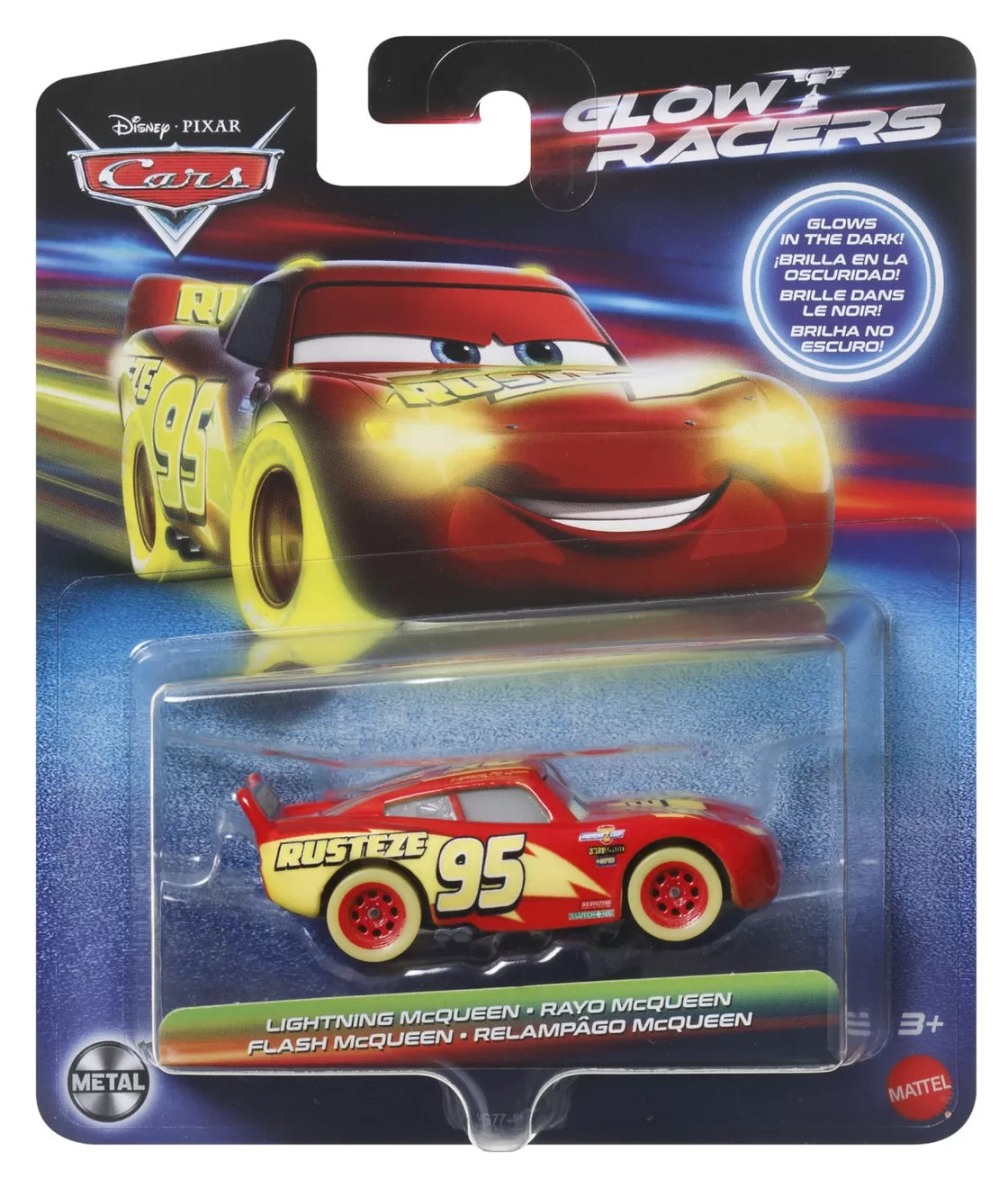 Cars glow racers masinuta metalica fulger mcqueen 1:55