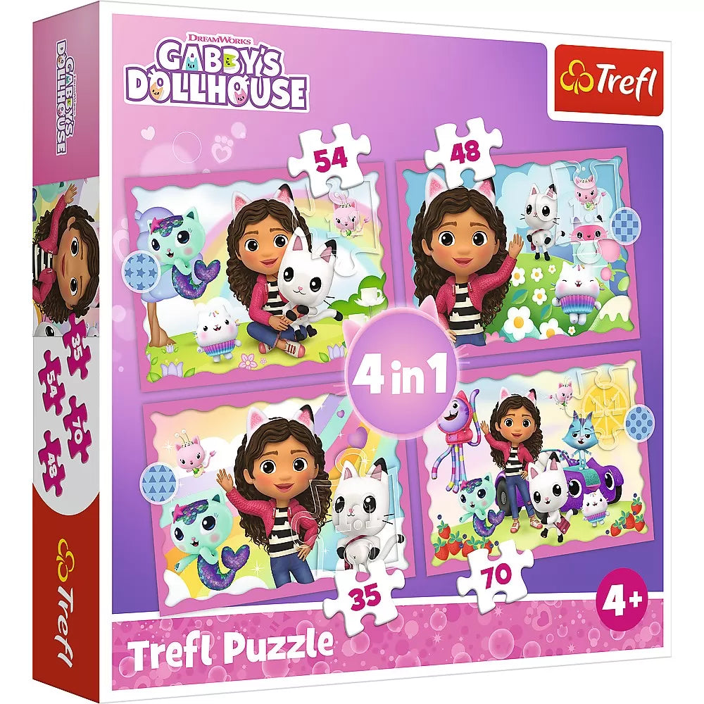 Puzzle trefl 4in1 gabbys dollhouse aventurile lui gabby