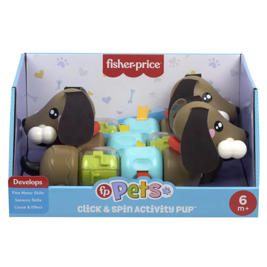 Fisher price jucarie catelus de activitate pentru bebelusi click and spin