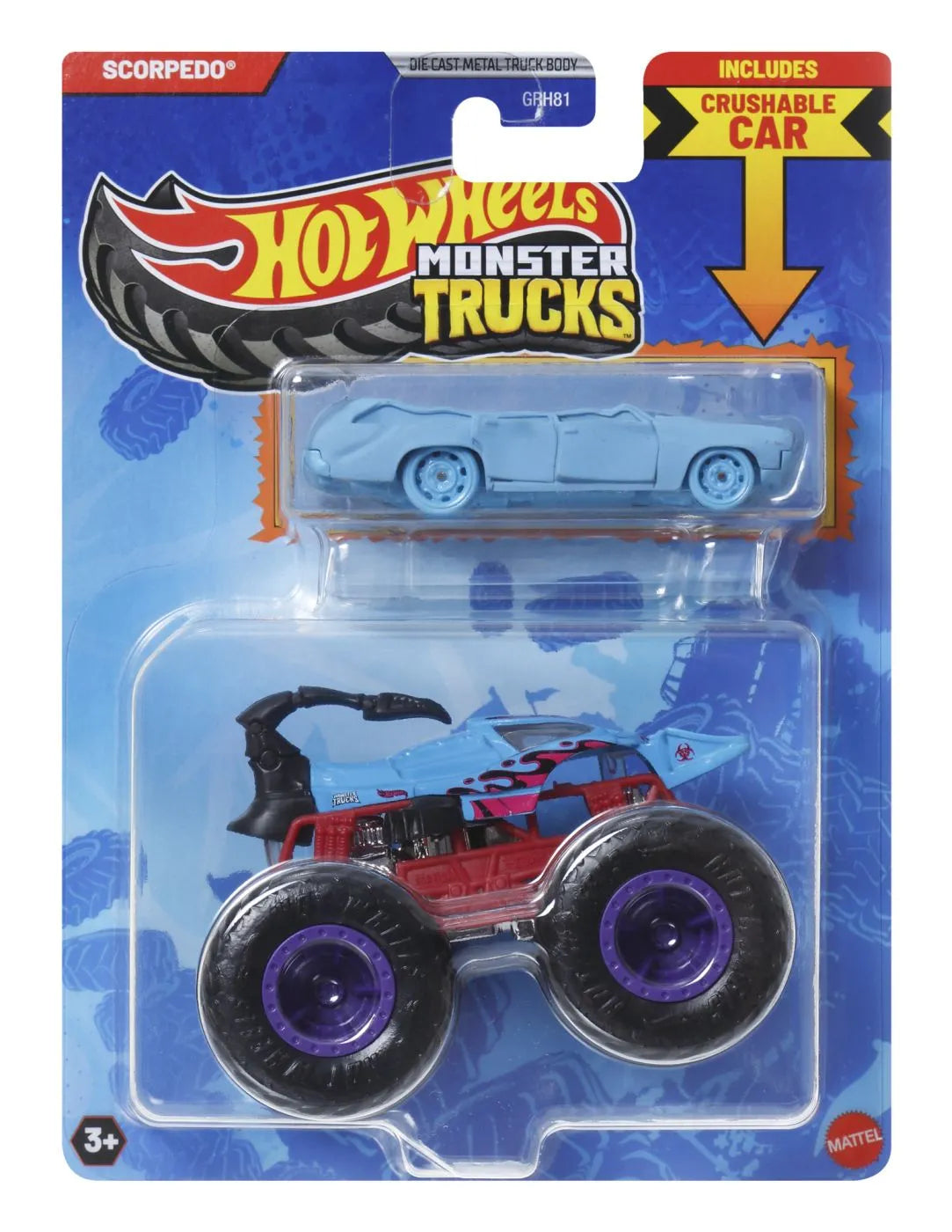 Hot wheels monster truck si masinuta metalica scorpedo