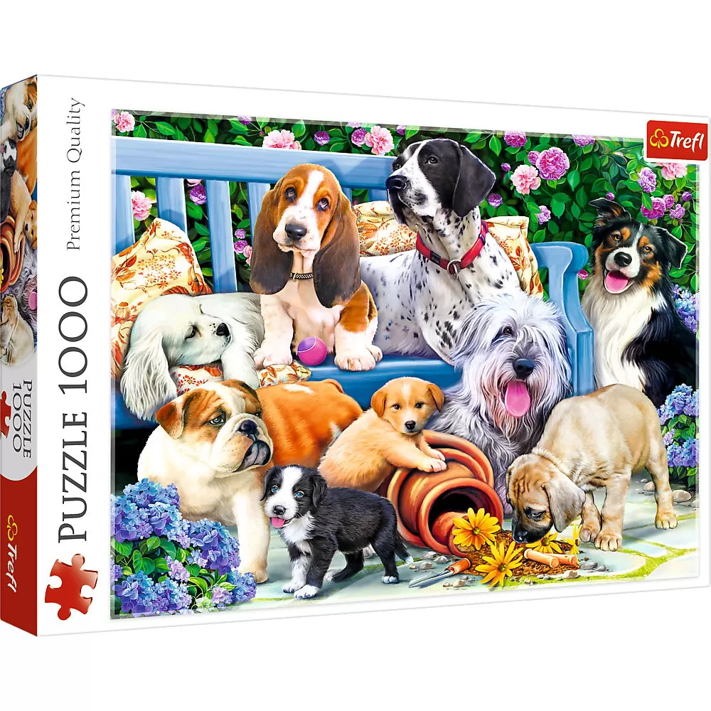 Puzzle trefl 1000 caini in gradina