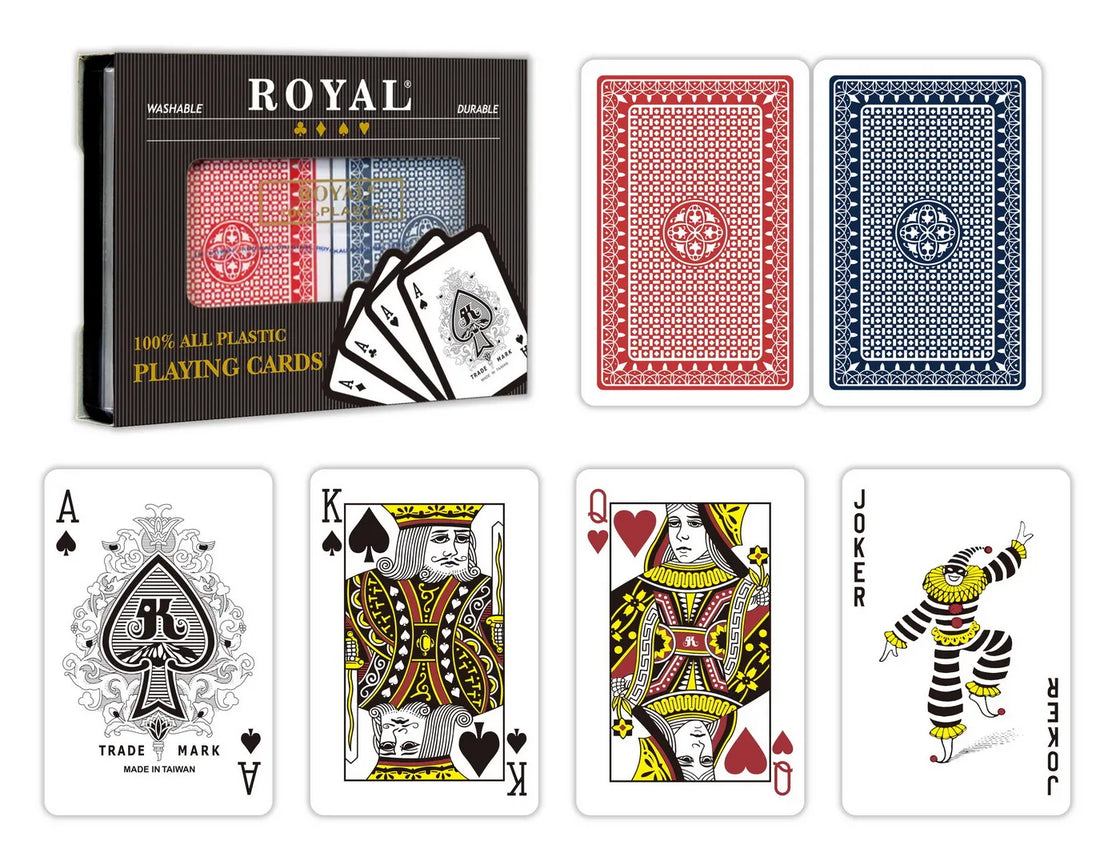Set 2 pachete carti royal canasta poker din plastic