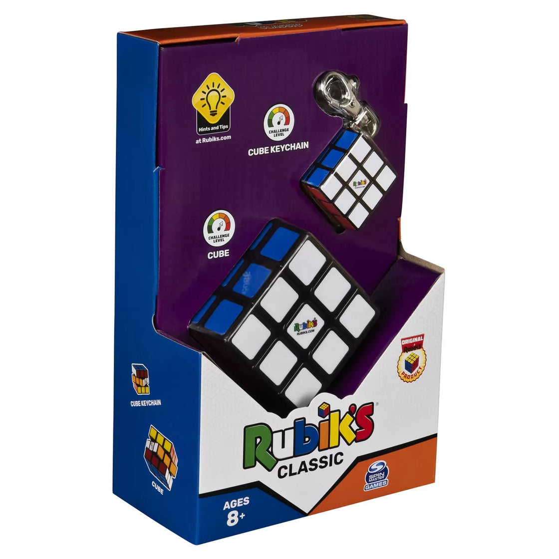 Set cub rubik 3x3 clasic si breloc originale