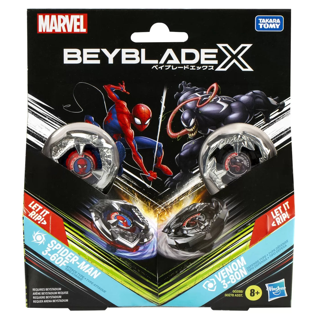 Beyblade x marvel set duo spider man 3-60f si venom 3-80n
