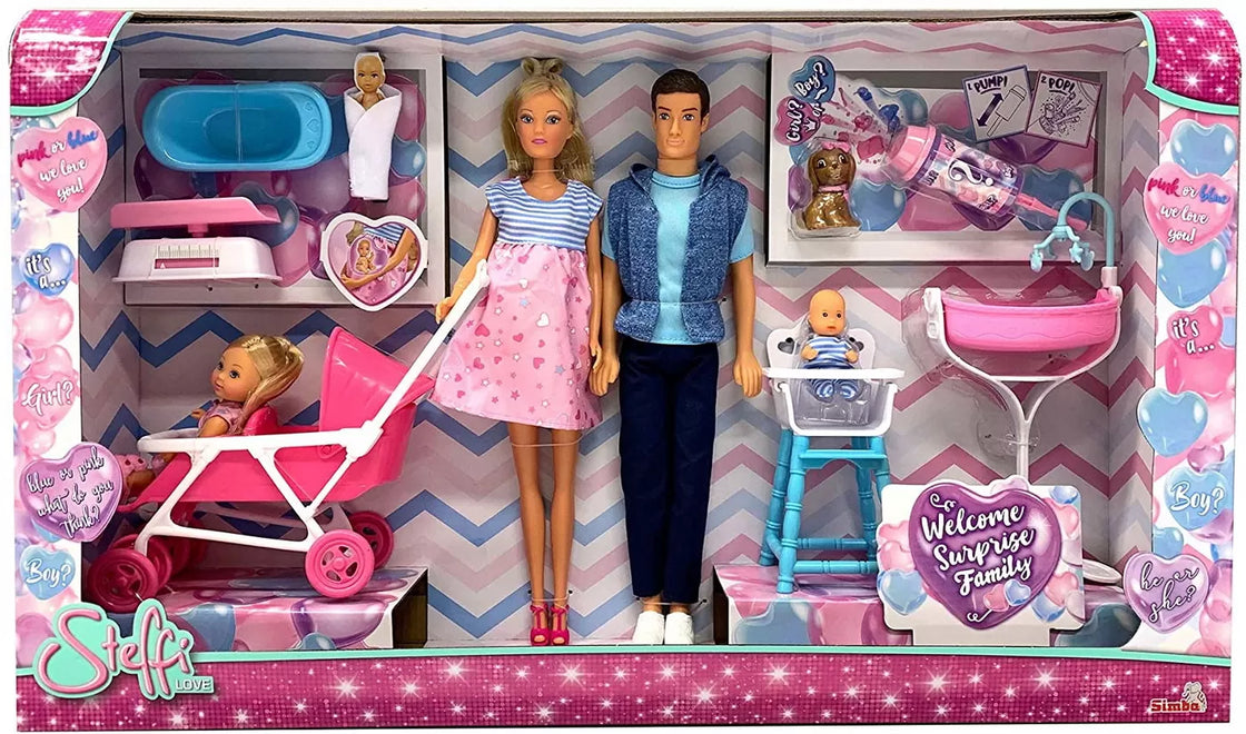 Set steffi love familie cu copilas nou-nascut surpriza