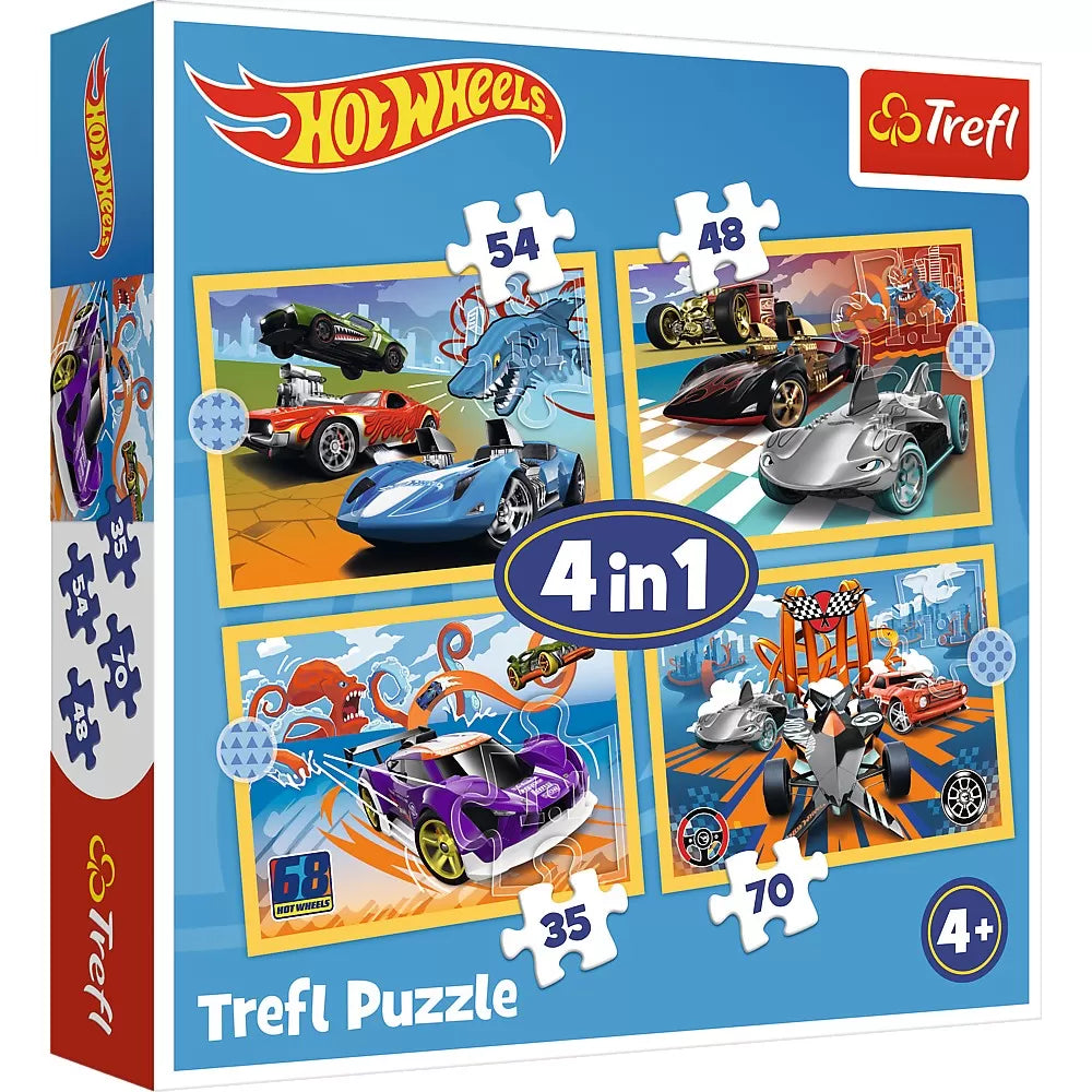 Puzzle trefl 4in1 hot wheels vehicule