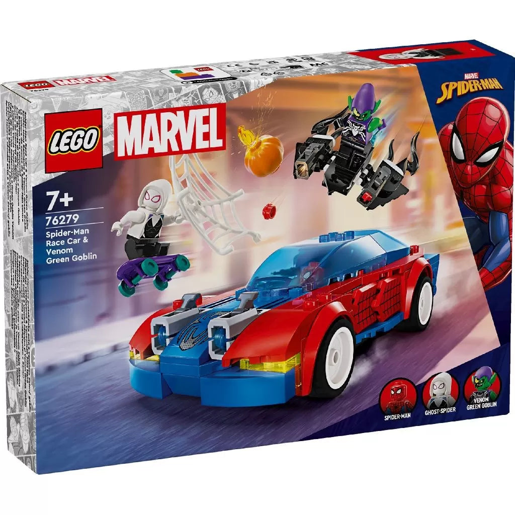 Lego super heroes masina de curse a omului paianjen si venom green goblin 76279