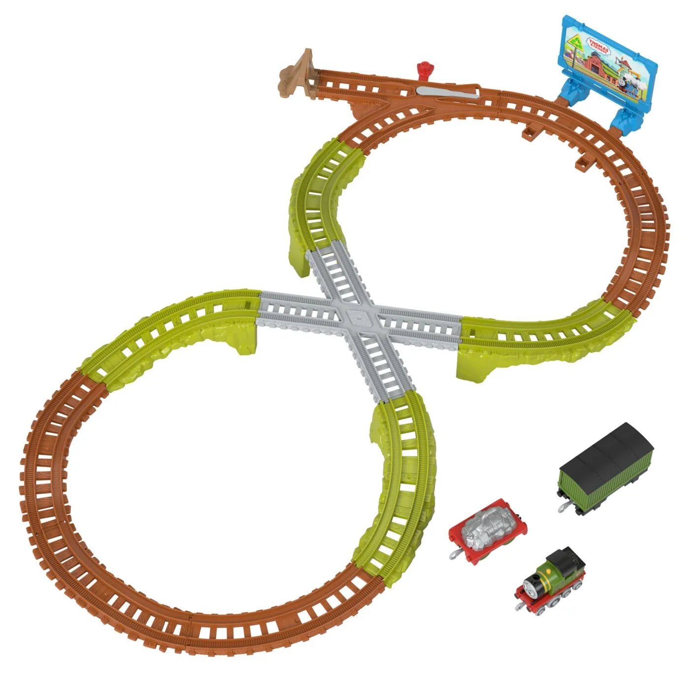 Thomas set de joaca trenulet cu circuit si accesorii whiffs recycling run