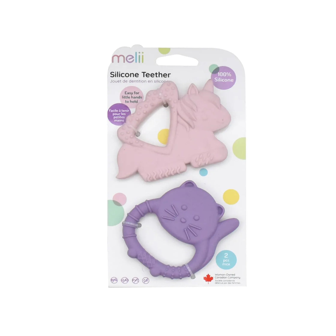 Set 2 jucarii dentitie silicon melii model unicorn pisica