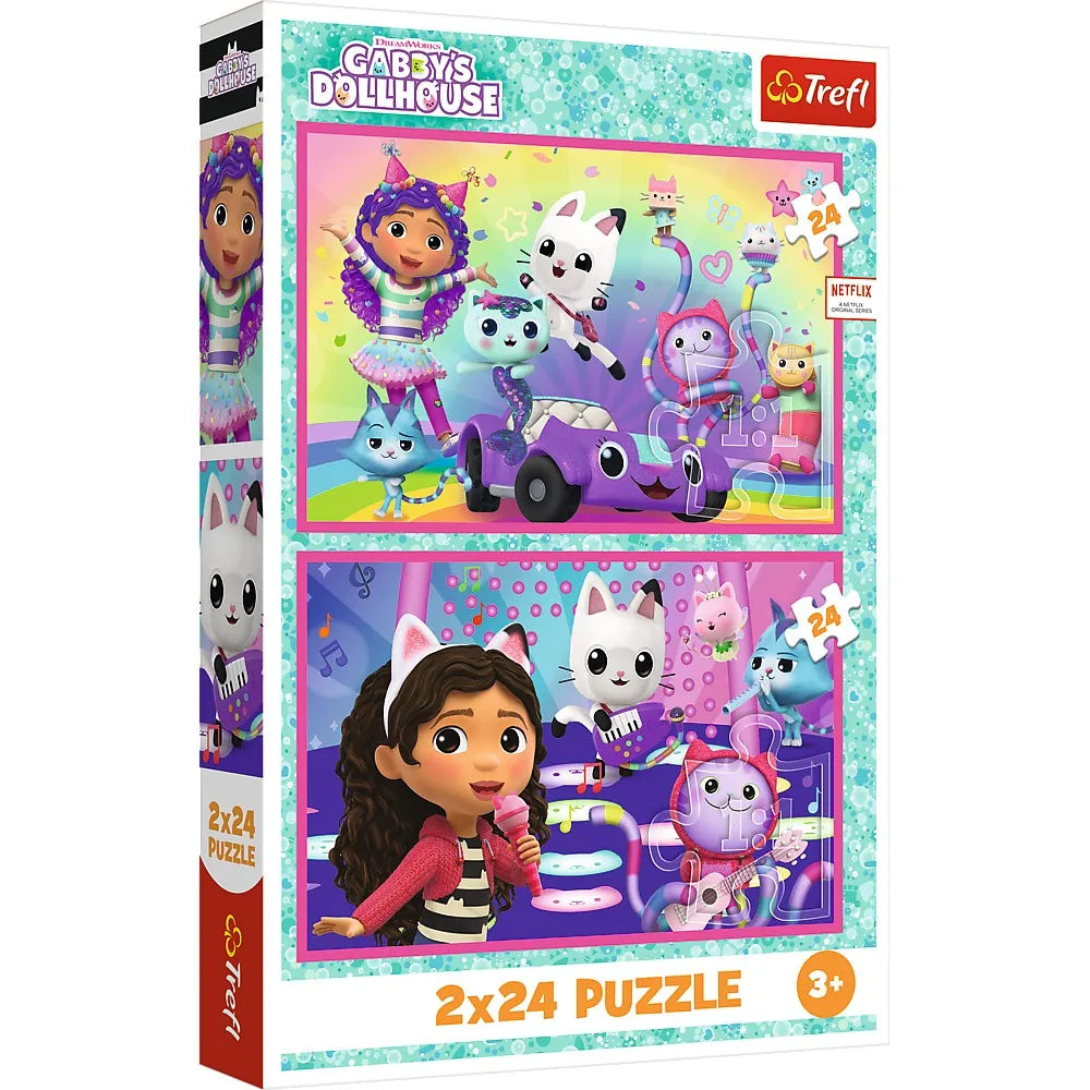 Puzzle trefl 2x24 gabbys dollhouse aventurile lui gabby
