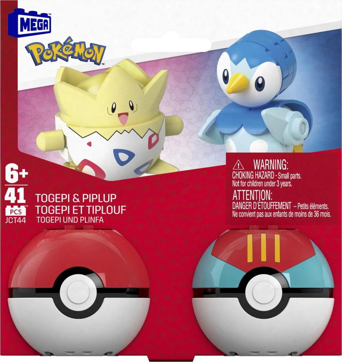 Pokemon mega set doua bile togepi si piplup 41 piese